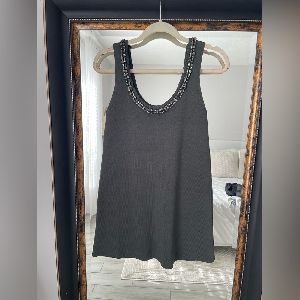ZARA Embellished Gray Mini Dress - Picture 5 of 7